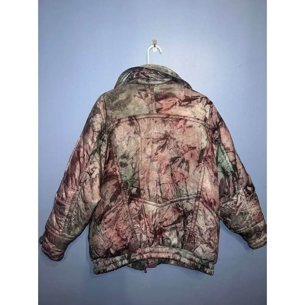 Vintage Women's Puffer Winter Jacket Metallic Purple/Green Camo Sz Med East West